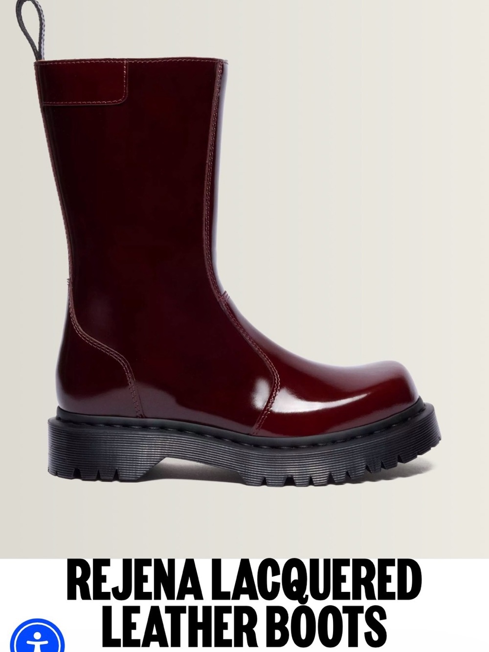 Rejena Lacquered Leather Boots - Burnt Cherry